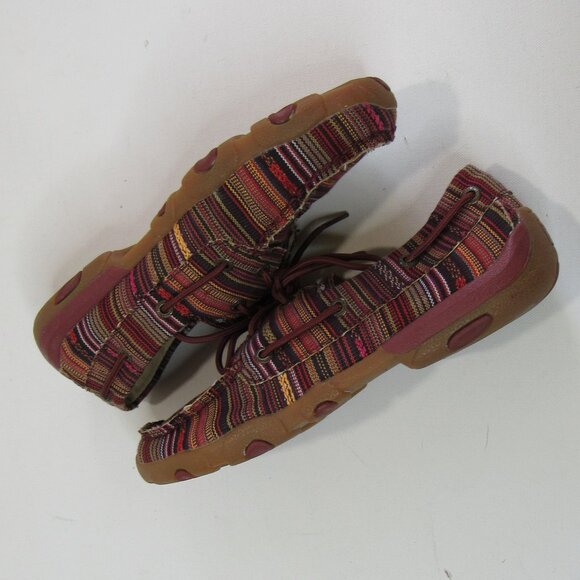 Twisted X Boots Red/Multi Women's Boat Shoes Driving Mocs D Toe Size 7 - Picture 6 of 11